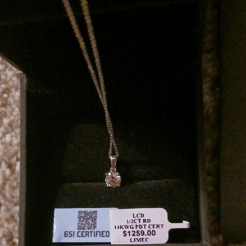 ZALES 1/2 CT.Certified Lab-Created Doamond Solitaire Pendant in 14K White Gold